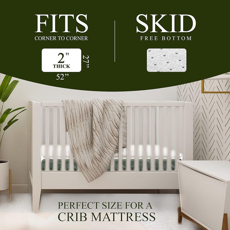 Modera Organic Cotton Toddler Mattress Topper | Ventilated 2-Inch Memory Foam CertiPUR-US Topper Pad, Waterproof & Washable Cover for Toddler Bed, Soft Padding, Nonslip Bottom, Travel Strap, 52"x27.5"x2" - Image 4